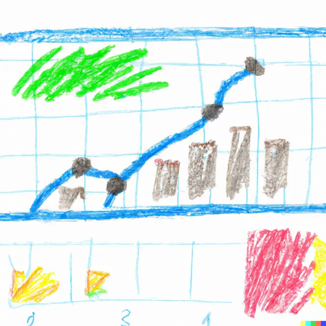 A crayon drawing of a data visualization, generated by DALL-E.
